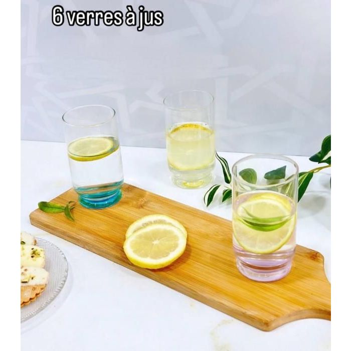 Verres à eau ou jus - Set de 6 - 11x6cm - 300ml - Verre durable
