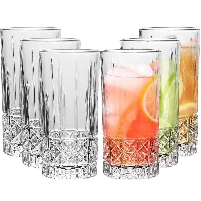 Verres à eau - Set de 6 - 280 ml - Transparent - Haute qualité